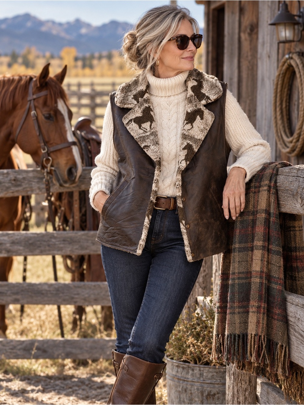 Equestra Genuine Leather Equestrian Vest – Size L